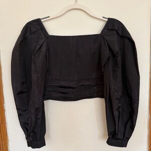 Batsheva Black Puff Sleeve Blouse